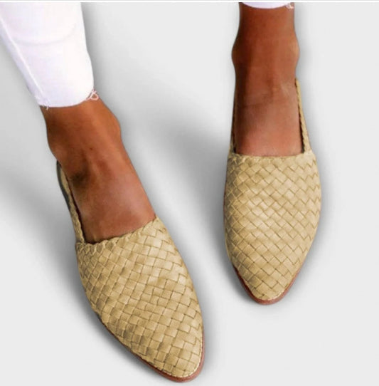 Women's Pointed-Toe Cap Buckle Flat Loafers