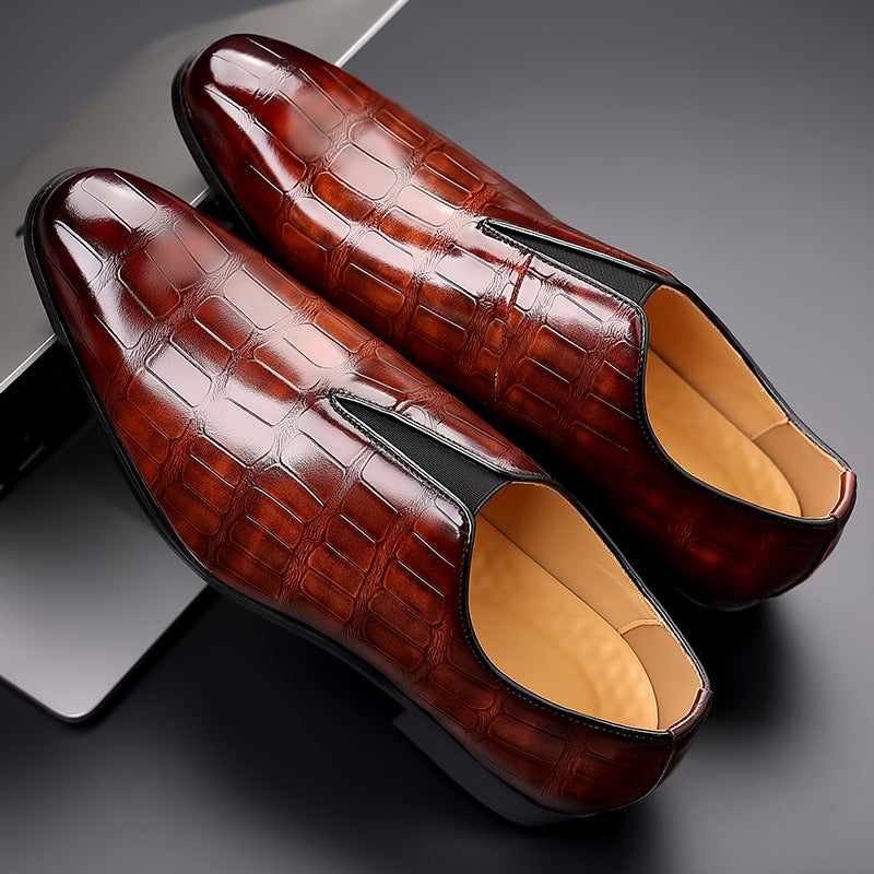 Stone Pattern Casual Leather Shoes