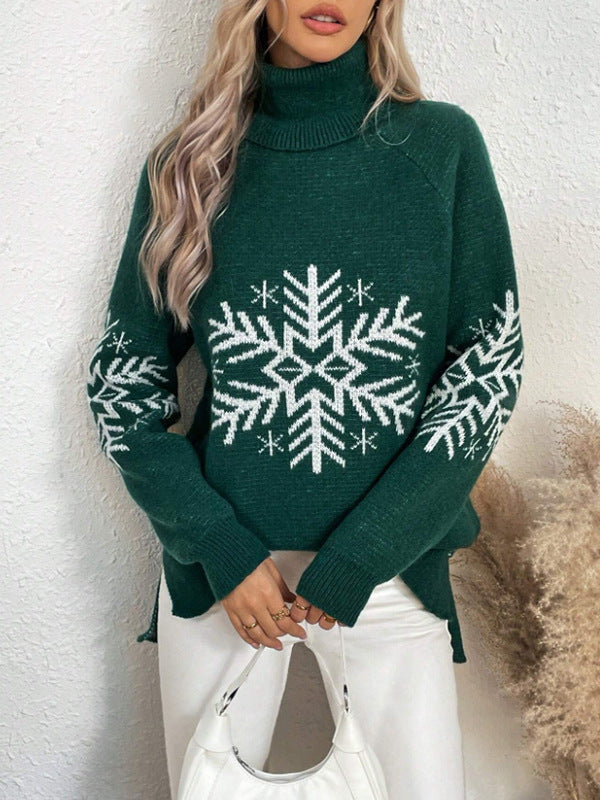 High Collar Christmas Sweaters Women's Clothing