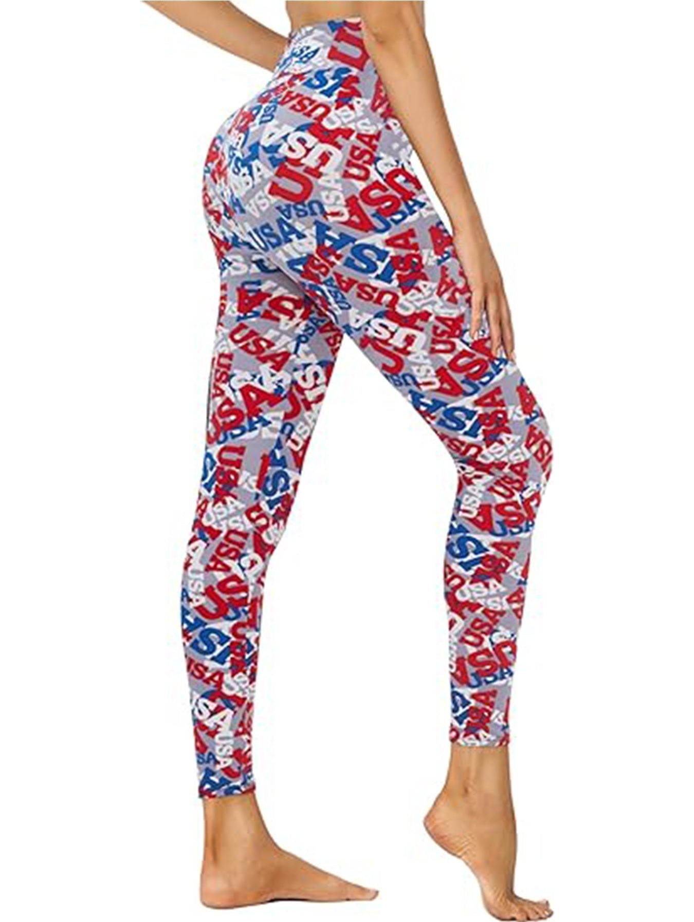 Cropped High-Rise Leggings β USA Flag Print Patriotic Workout Pants