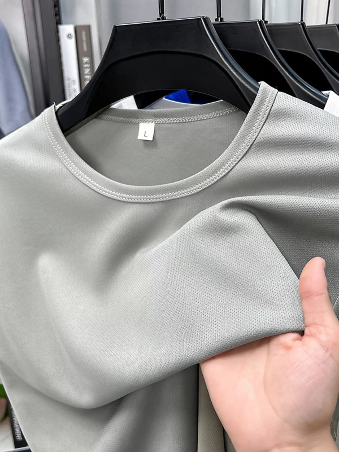 Camiseta de manga corta y cuello redondo de talla grande para hombre