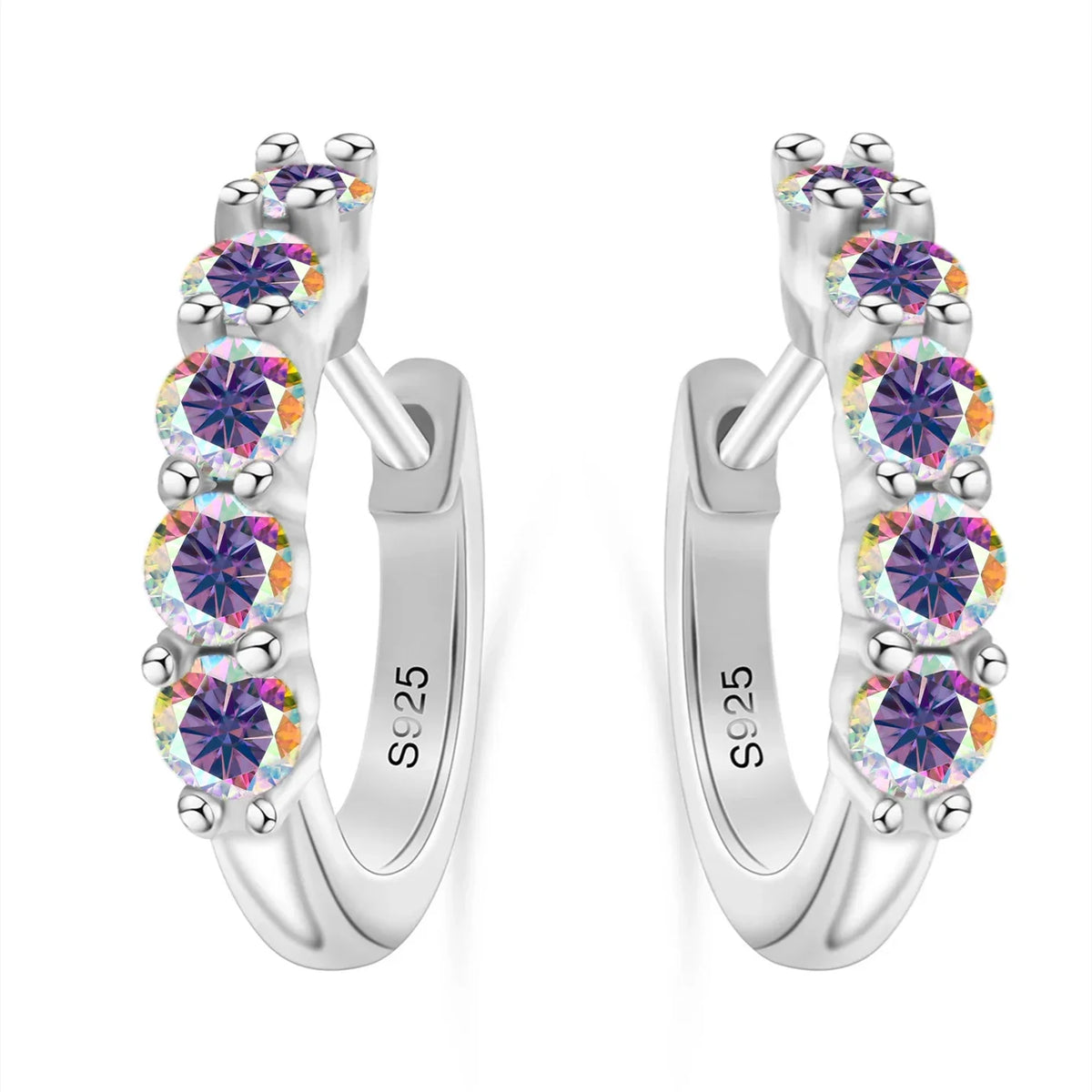 1ct D Color 3mm Moissanite Hoop Charm Earrings 925 Sterling Silver Women