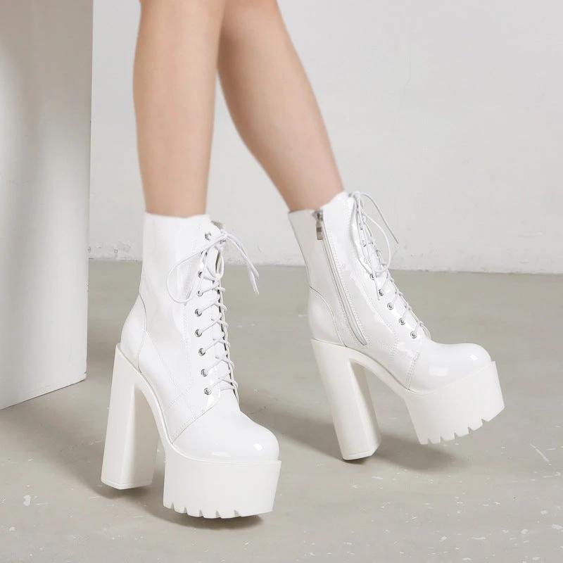 Women's Ultra-high Heel Chunky Heel Waterproof Platform Thin Boots