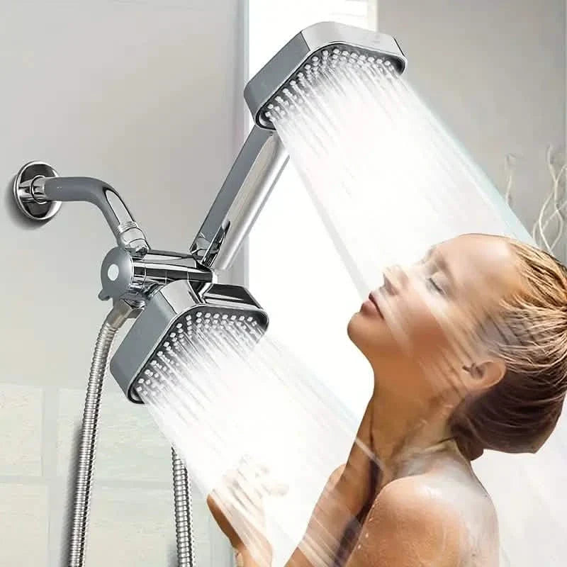2-in-1 Handheld & Rainfall Shower Head Set with Long Hose and T-Valve