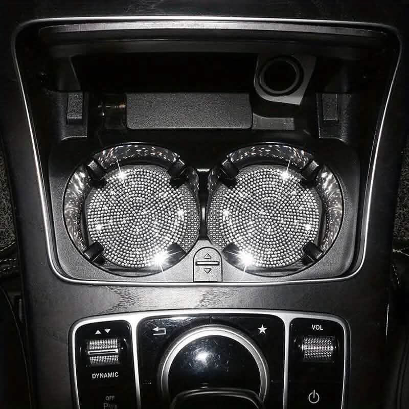 2-Pack: Shimmering Diamond Car Cup Mats