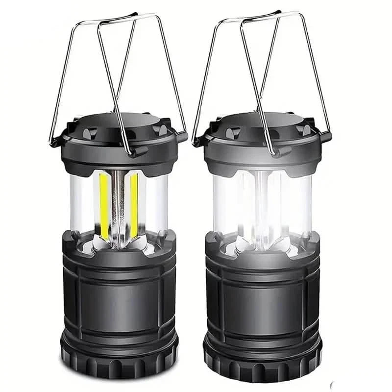 2-Pieces: Super Bright LED Camping Lantern - Portable and Collapsible Emergency Flashlight with Battery Power