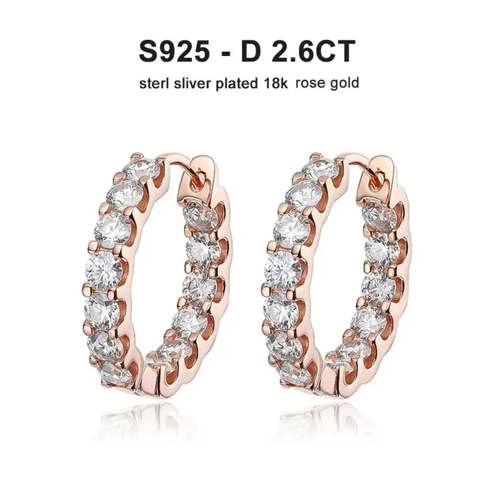 Round Moissanite Hoop Earrings in Sterling Silver