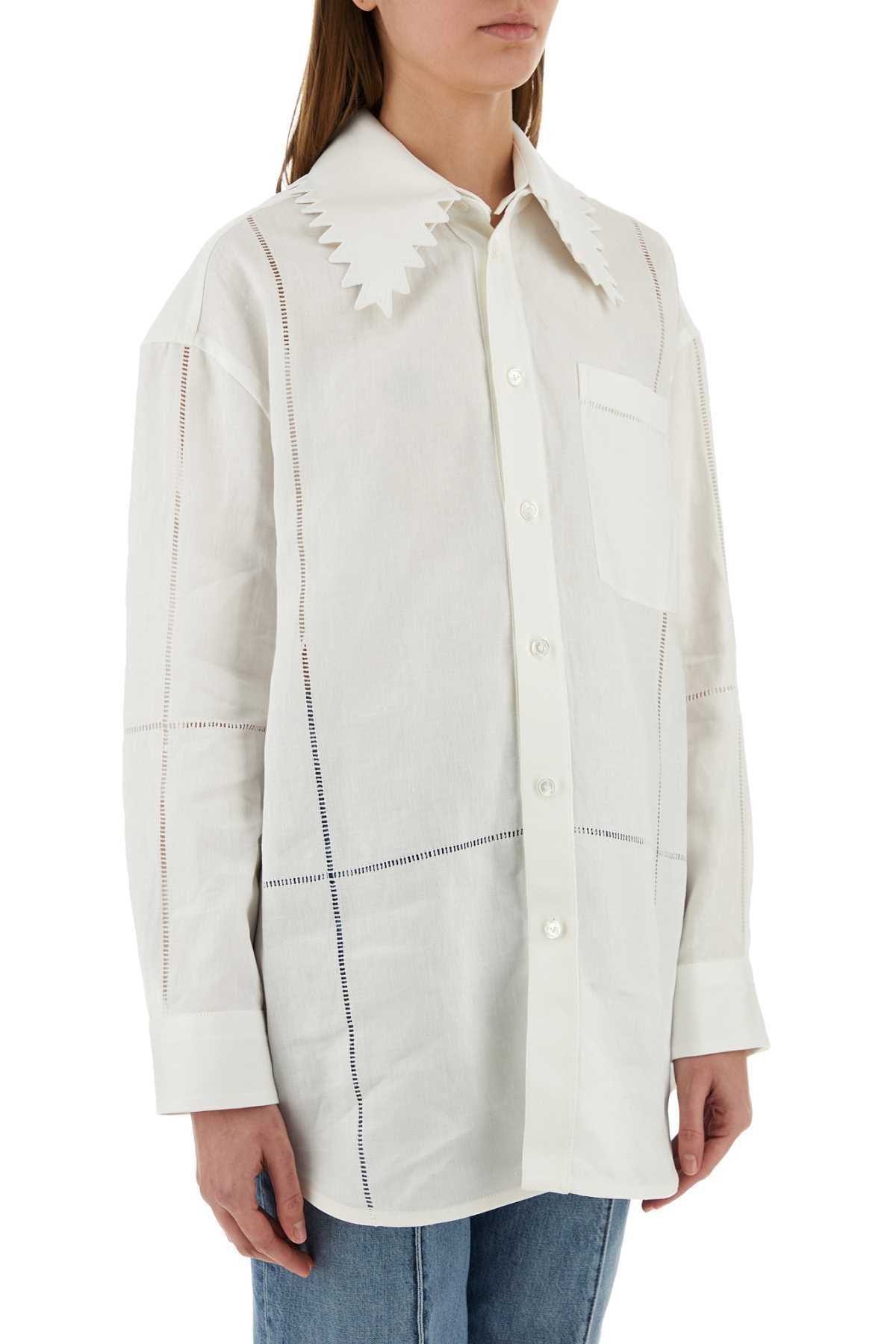 Bottega Veneta Women White Linen Shirt