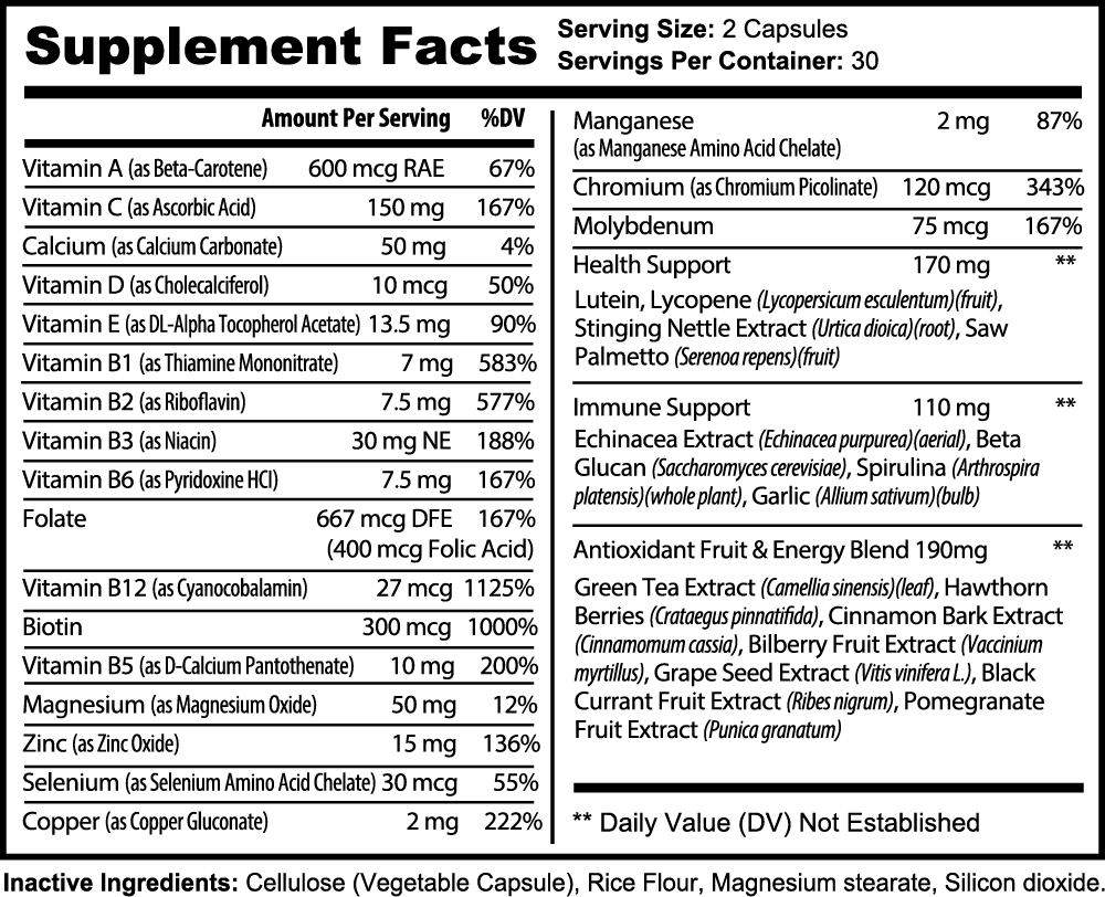 Tableta de suplemento completo para hombres con vitaminas, 60 unidades - Venta de liquidación