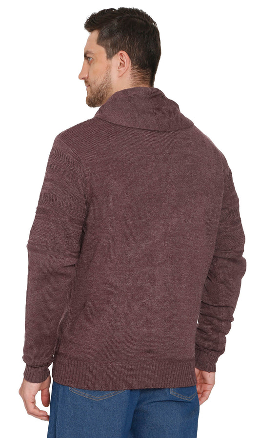 Men's Jacquard Knit Shawl Collar Cardigan Sweater