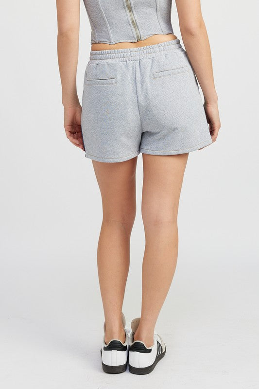 MIXED MEDIA HIGH WAIST SHORTS See size chart under “more details”