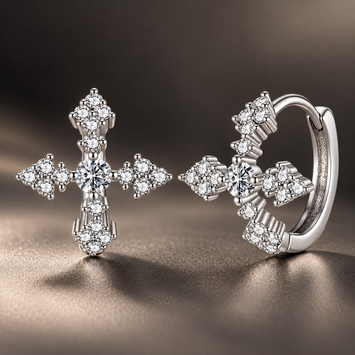 925 Sterling Silver White Gold Plated Moissanite 1.4cm Hoop Earrings for Women