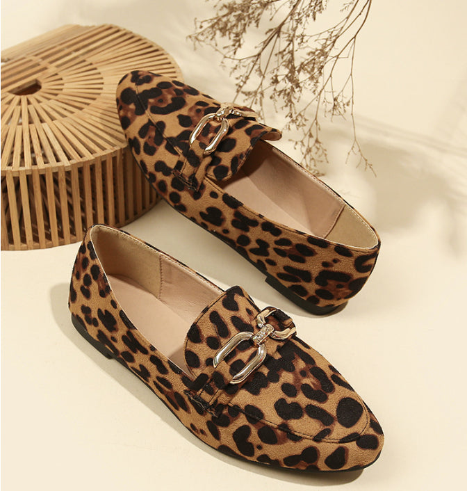Women's Leopard Print Round-Toe Flats