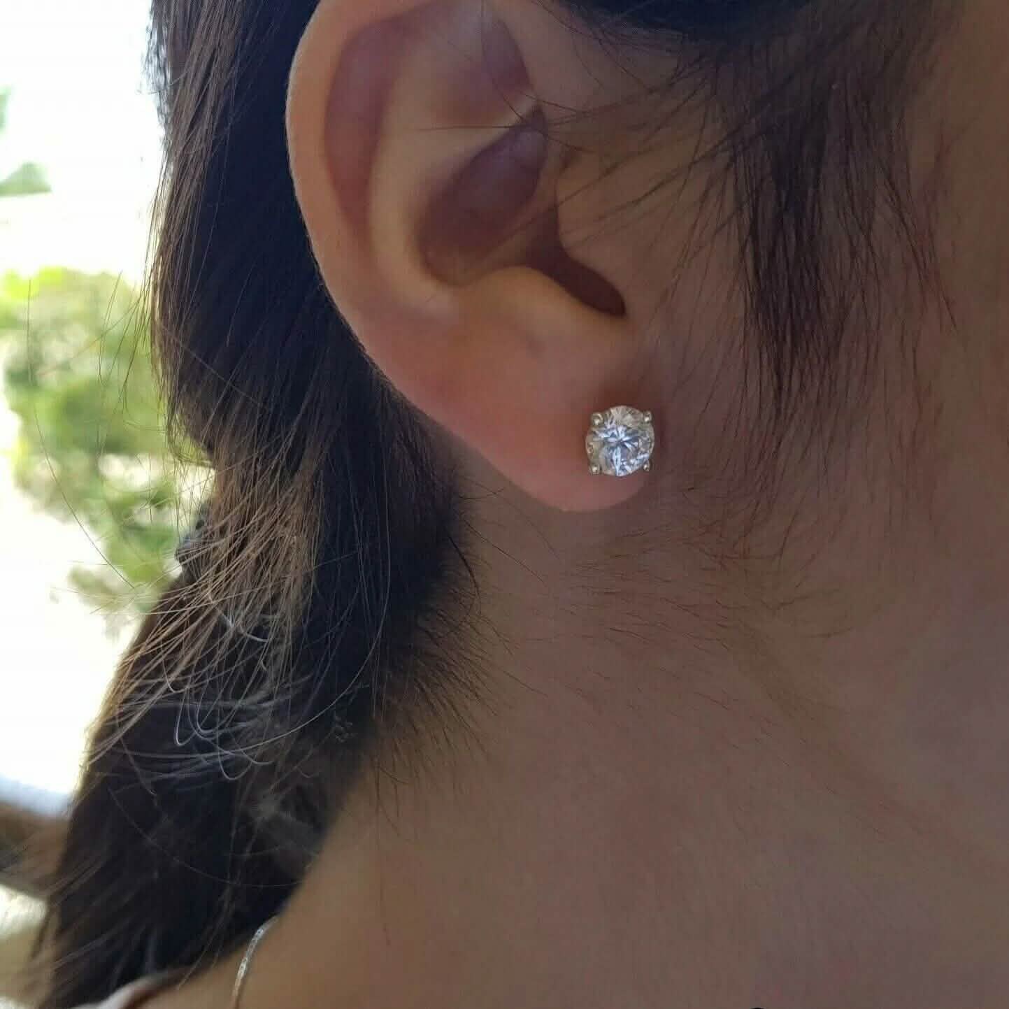 2.15 Ct Diamond Stud Earrings Natural Round Real 14k White Gold Martini F-G/I1