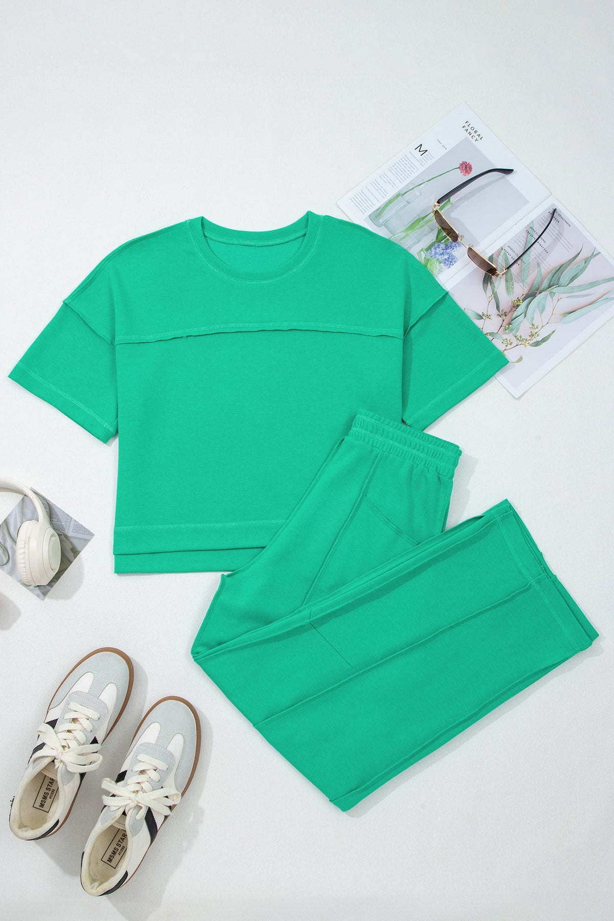 Women's Drop Shoulder Boxy Tee and Barrel Pants Set