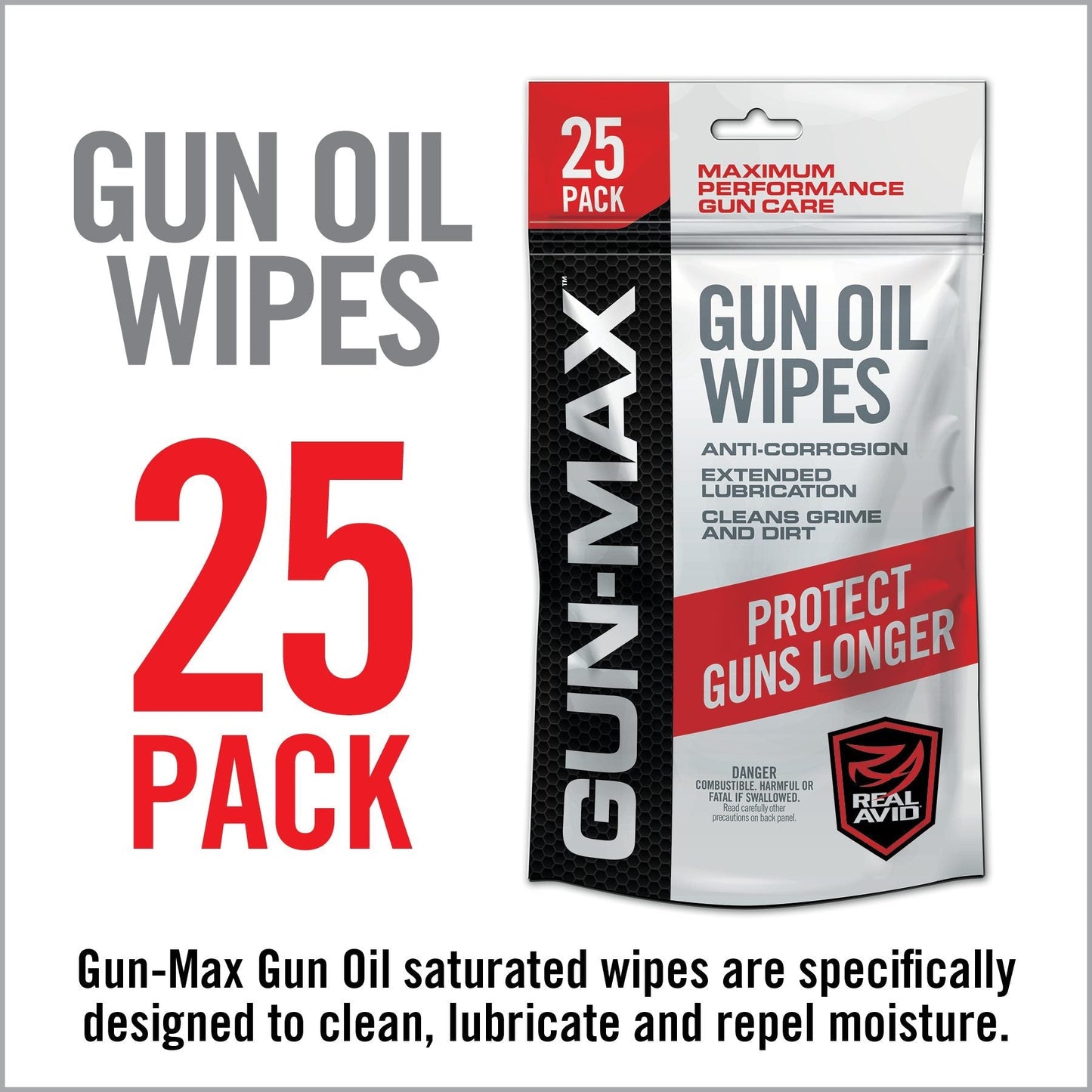 Toallitas de aceite para armas Gun-Max – Paquete de 25