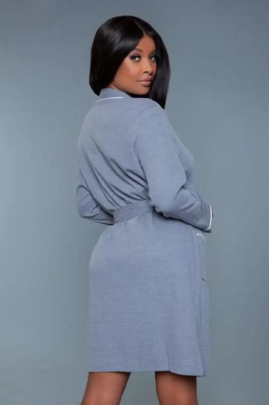 Waffle Robe Dress Waffle Knit - Black