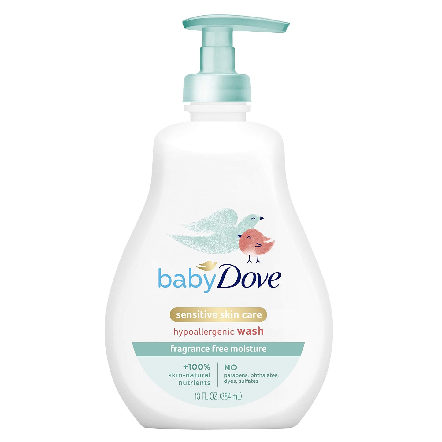 Baby Dove Sensitive Skin Care Baby Wash For Baby Bath Time Fragrance Free Moisture Fragrance Free and Hypoallergenic Washes Away Bacteria 13 oz