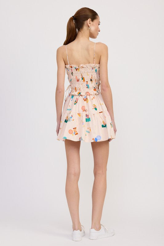 GATHERED POPLIN MIN DRESS