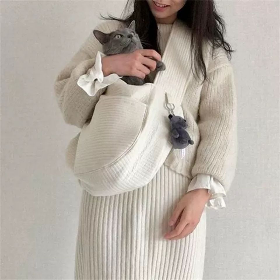 Handmade Canvas Pet Carrier Shoulder Bag Handbag