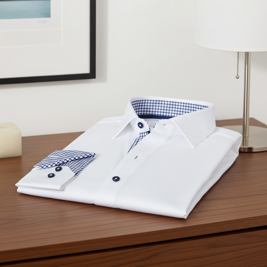 Camisa Christopher abotonada con detalles en contraste // Blanco // Corte contemporáneo (Regular)