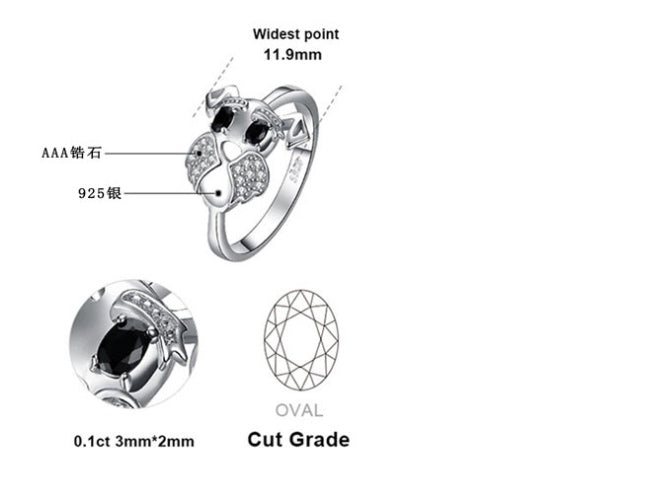 S925 silver cute puppy ring