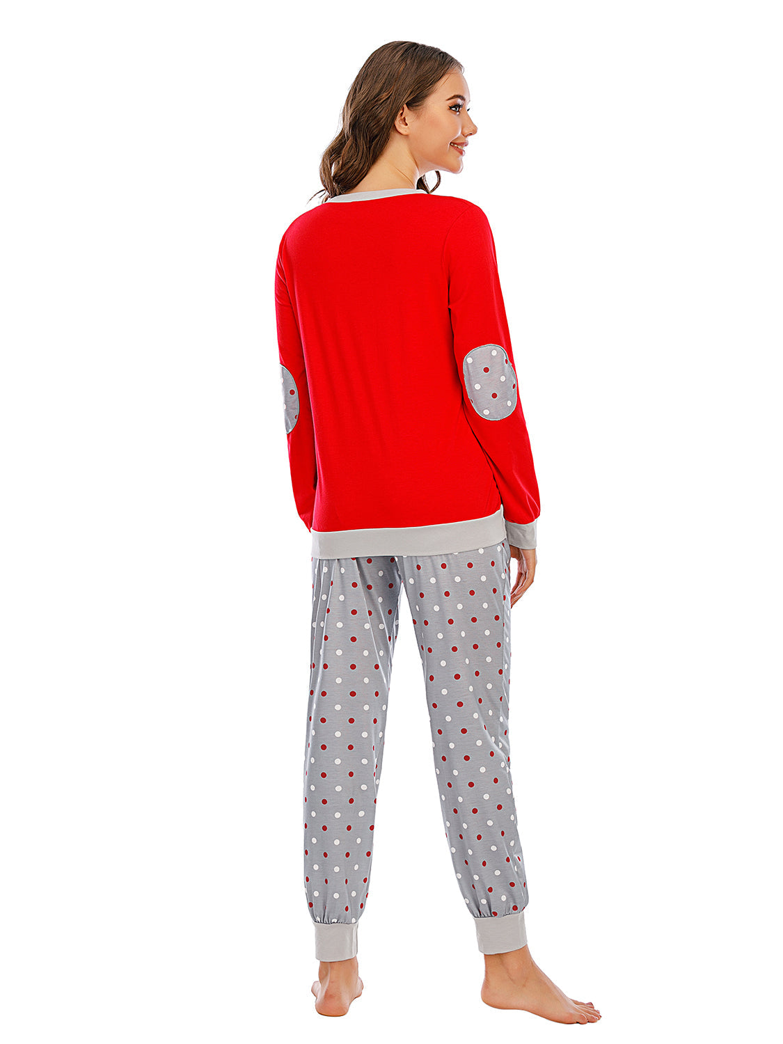 Conjunto de top de manga larga y pantalones de lunares