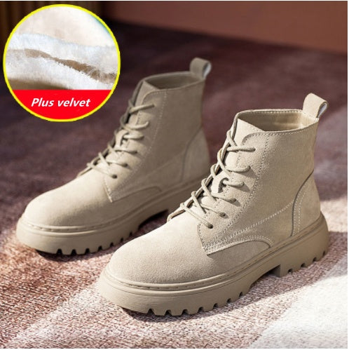 Women's British Style Frosted Leather Martin Boots