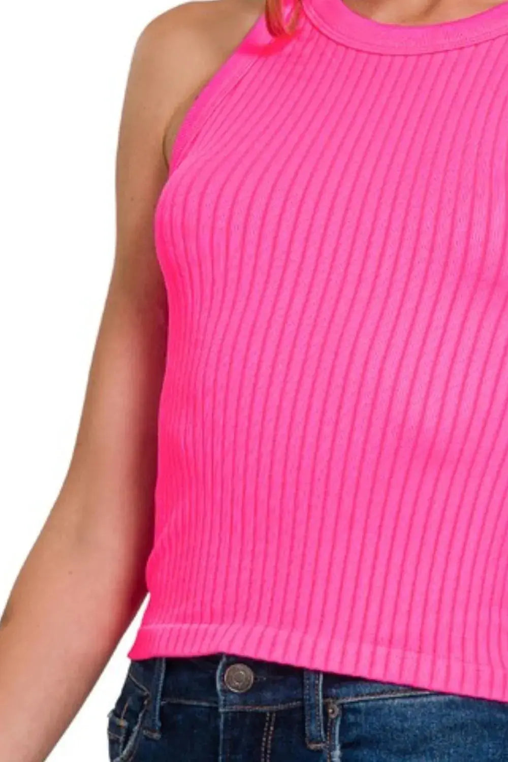 Women's Seamless Ribbed Crop Tank Top Ribbed Crop Tank - Seamless & Comfy - Everyday Basic