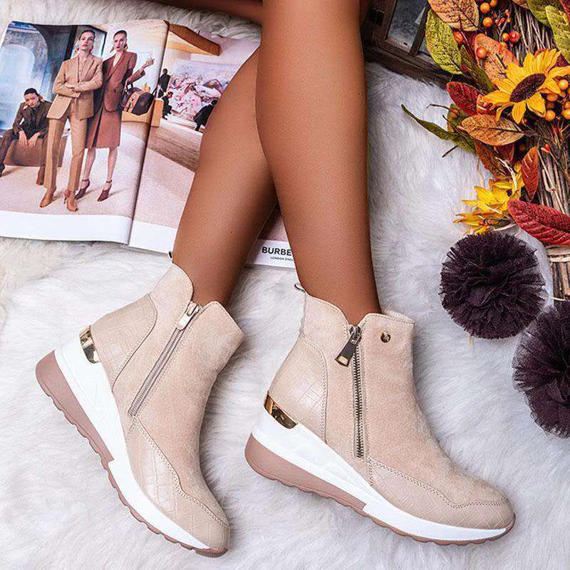 Women's Round-Toe Wedge Martin Boots