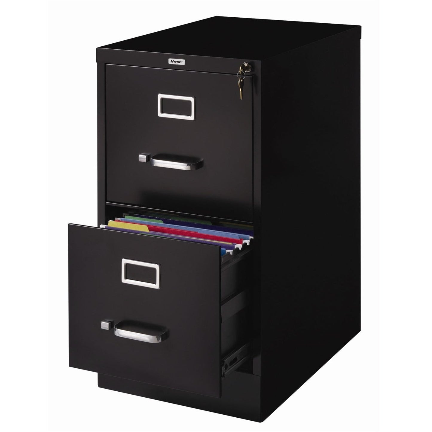 Archivador vertical de 2 cajones con cerradura de metal negro