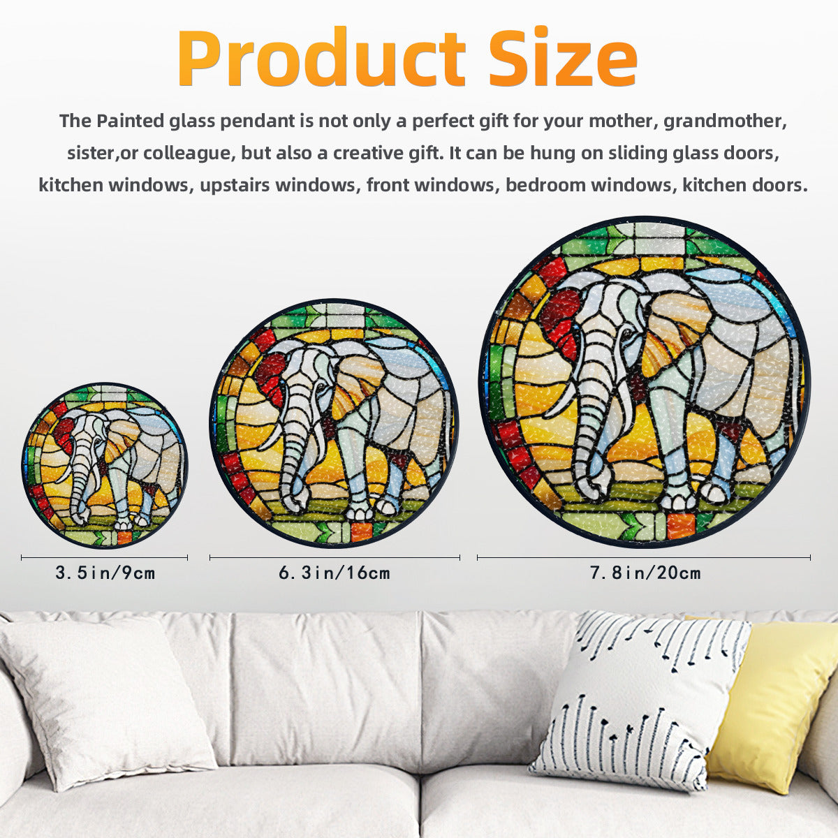 Stained Glass Elephant Suncatcher Home Decor