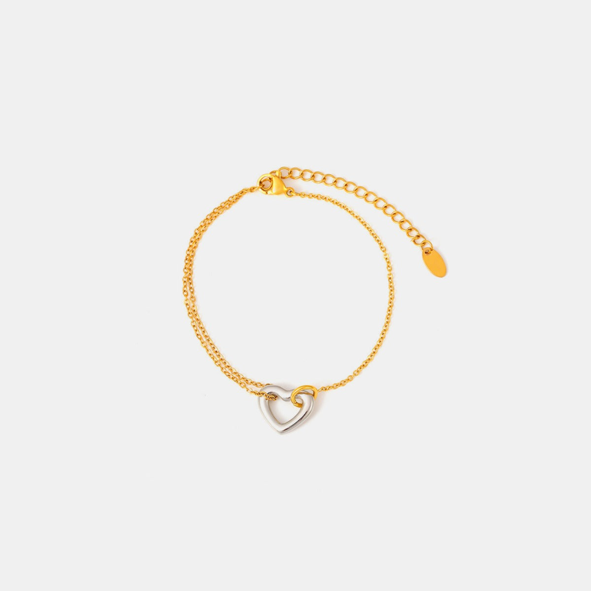 Pulsera de corazón chapada en oro de 18 quilates