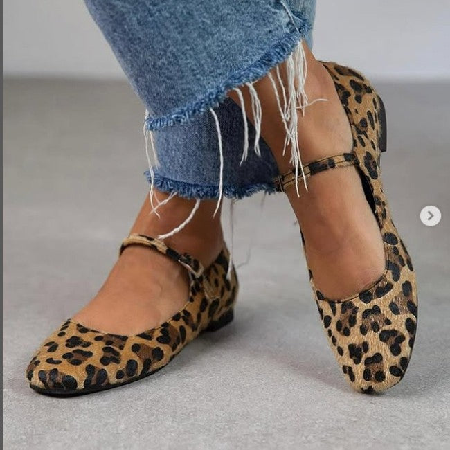 Women's Low-Heel Leopard Print Flats