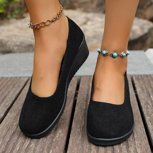 Mocasines sin cordones con tacón de cuña