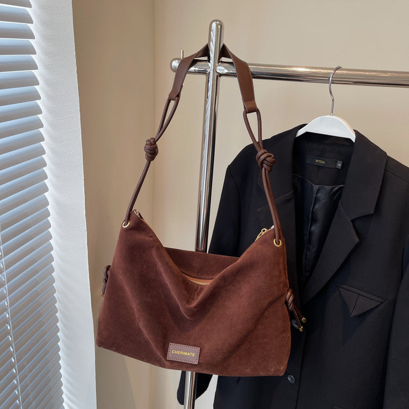 Women's Retro Frosted Leather Maillard Color Crossbody Bag