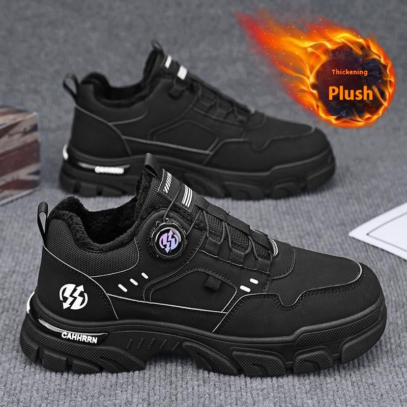 Men's Rotating Button Martin Fleece-Lined Thermal Cotton Flats