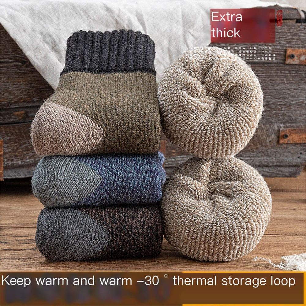 Men's Thick Wool Socks for Winter Warmth (Mid-Calf)