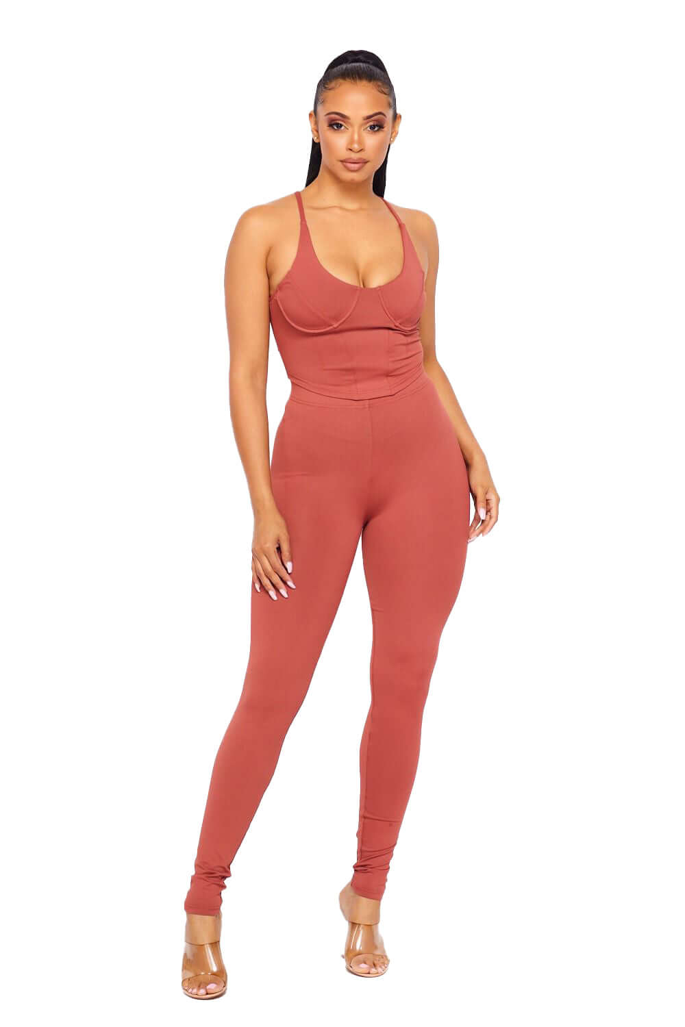 Conjunto de 2 piezas de leggings y camiseta de tirantes