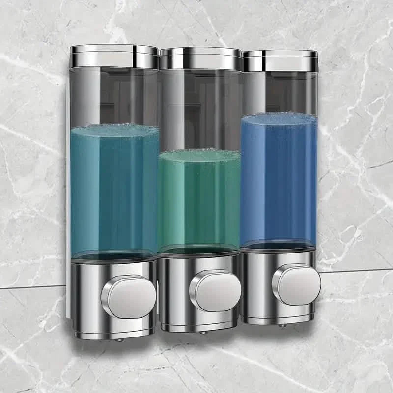 3-Chamber Shower Dispenser - Wall Mounted, No Leakage, No Drill