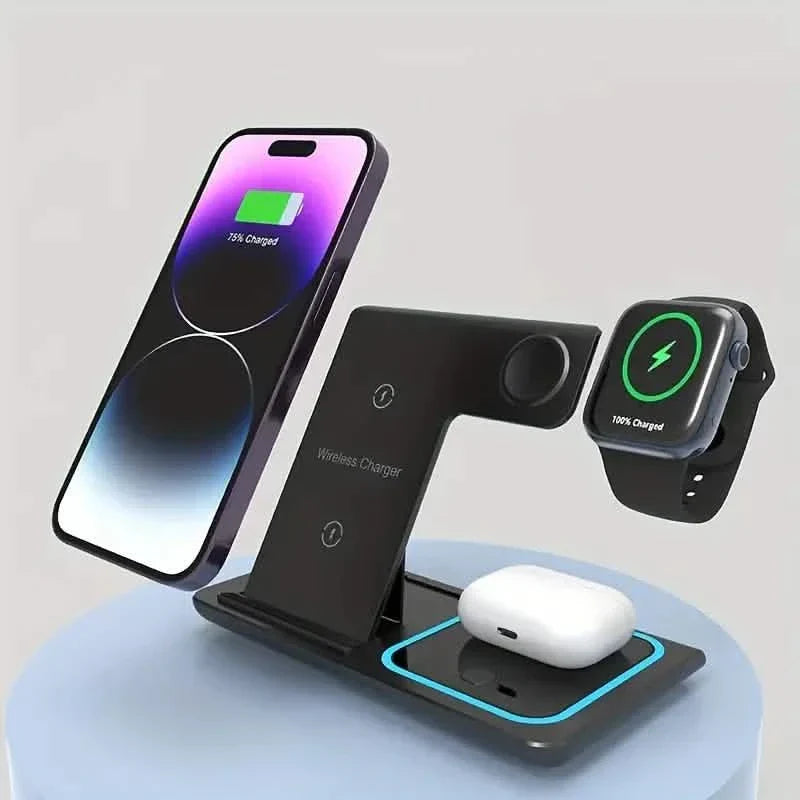 3-in-1 Folding Fast Wireless Charger Station