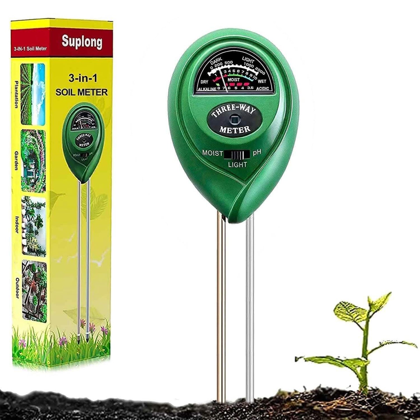 3-in-1 Soil Moisture Meter Probe Tester pH/Light for Plants