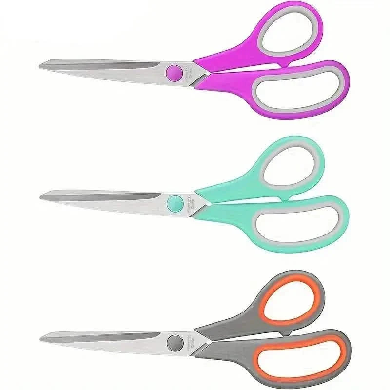 3-Pack: 8-Inch Multi-Purpose Scissors Set, Sharp Stainless Steel with Comfort Grip Handle