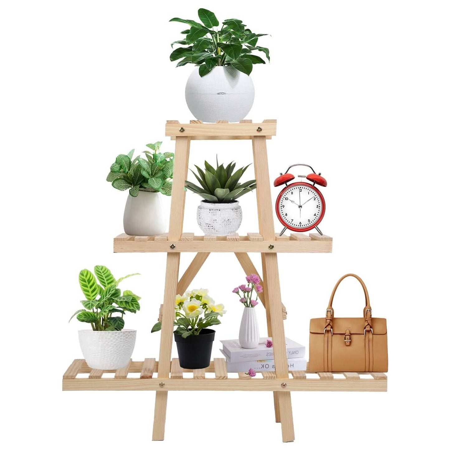3-Tier Potted Flower Shelf Multi-tier Flower Pot Rack Holder Triangle Ladder