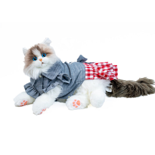 Falda a cuadros roja y blanca para gato, perro y mascota