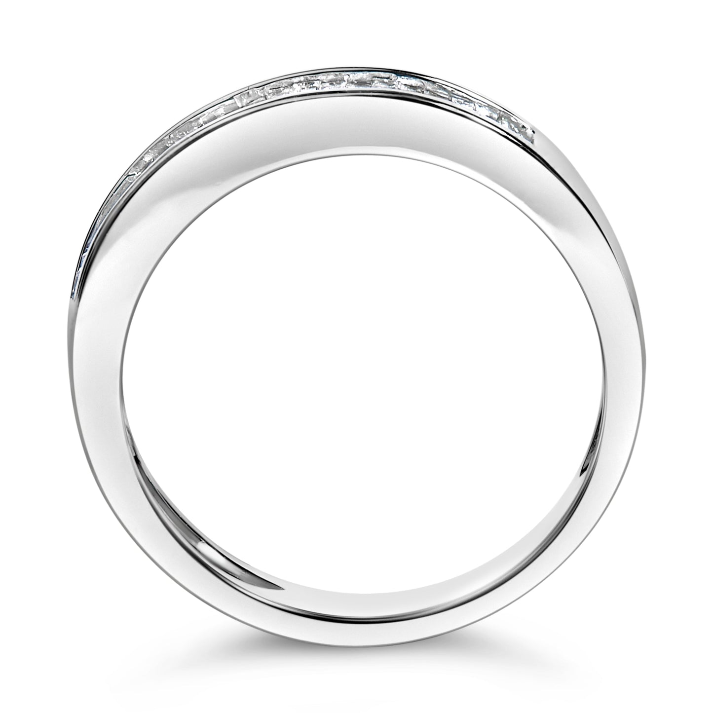 .925 Sterling Silver 1/3 Cttw Baguette Cut Diamond Channel Set Stackable Wedding Ring (H-I Color, I1-I2 Clarity) - Size 6-3/4