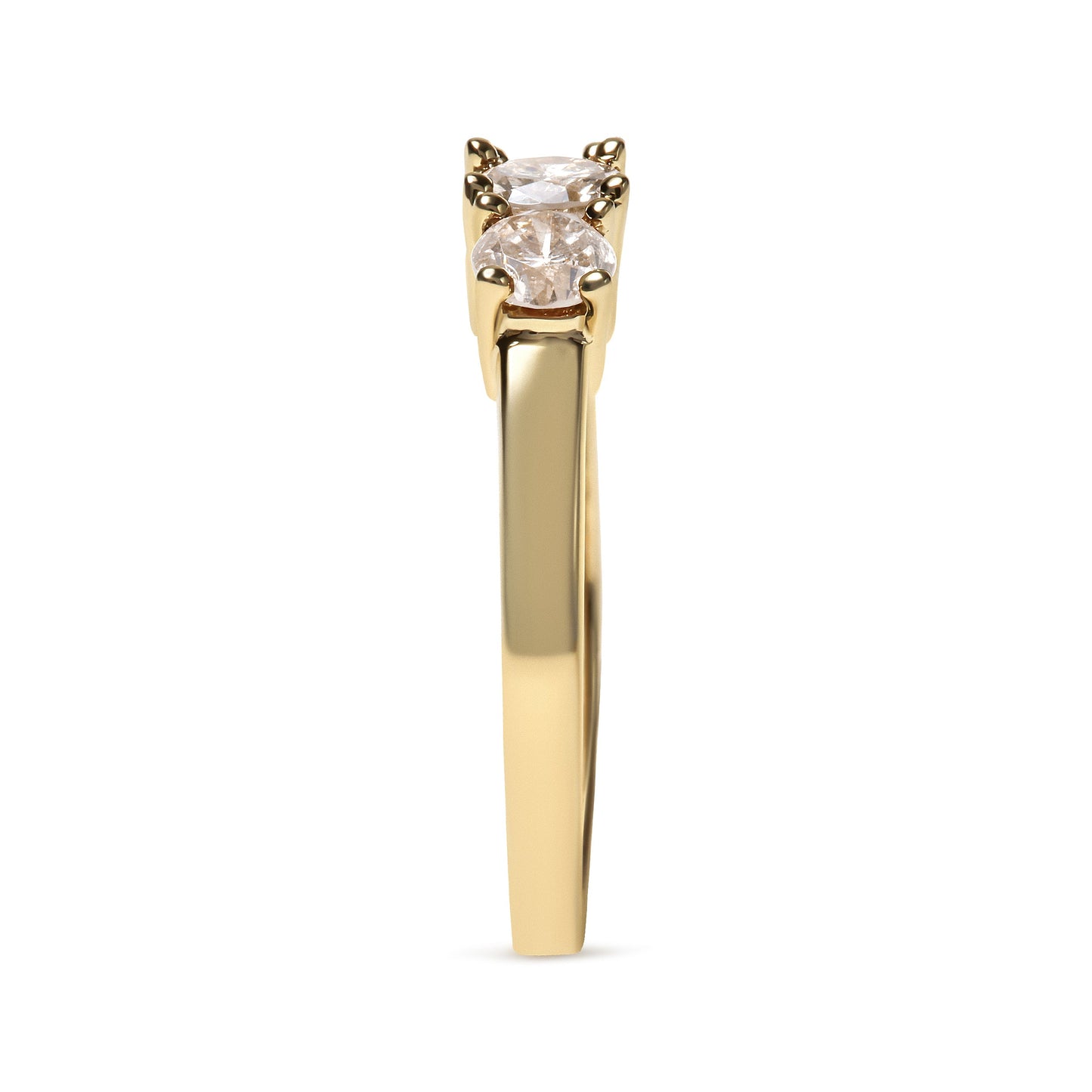 10K Yellow Gold 1.00 Cttw Champagne Diamond 3-Stone Band Ring (J-K Color, I1-I2 Clarity) - Size 7