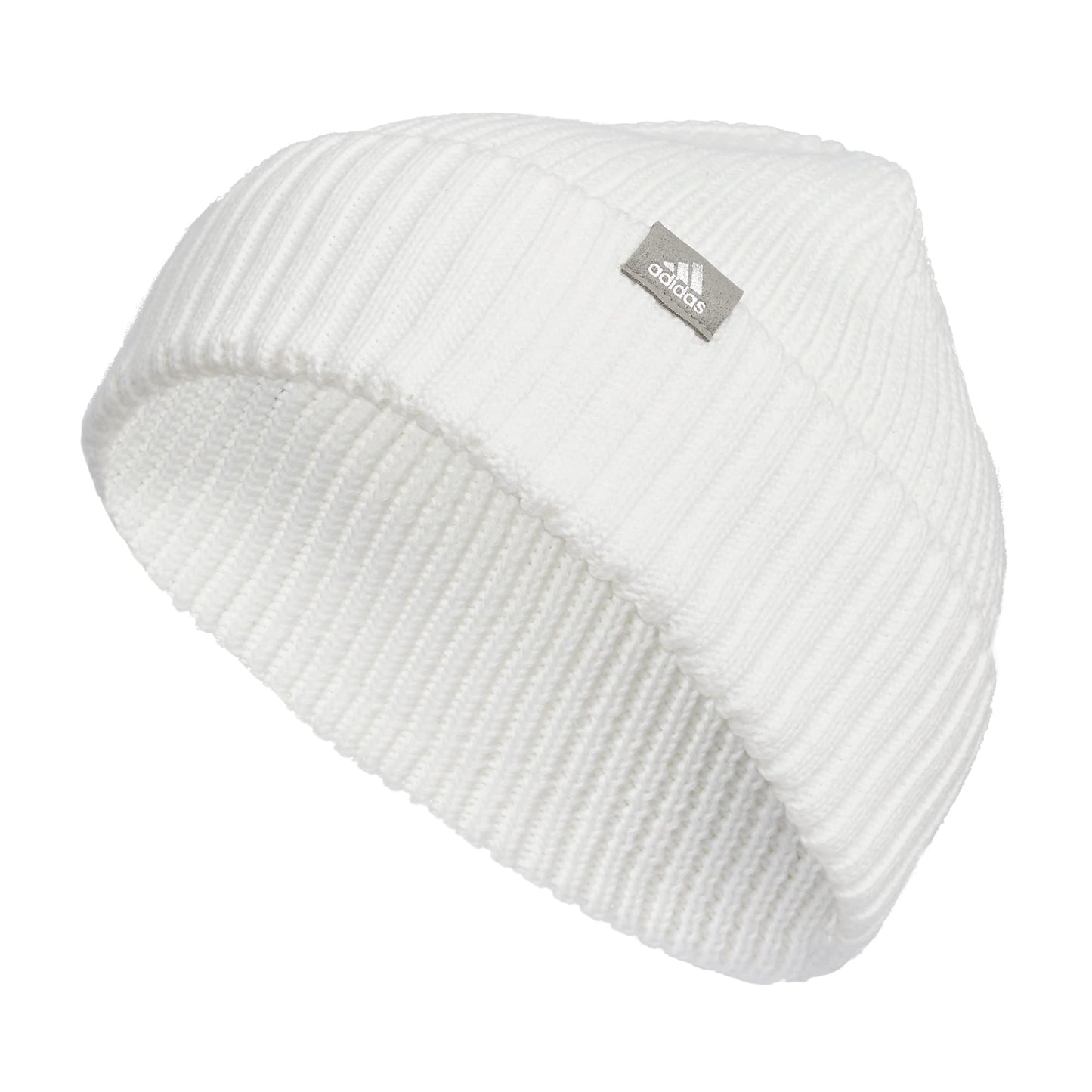 adidas Womens Fashioned Fold Beanie White/Grey/Silver Metallic F23 One Size