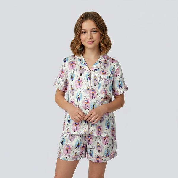 Tweenstyle by Stoopher - Kpop Silky Loungewear Shorts Set