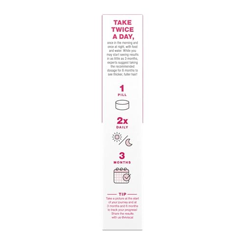 Suplementos Viviscal para el crecimiento del cabello para mujeres, para un cabello más grueso y voluminoso, nutre el cabello fino y con caída, con complejo de colágeno patentado, 180 tabletas, suministro para 3 meses